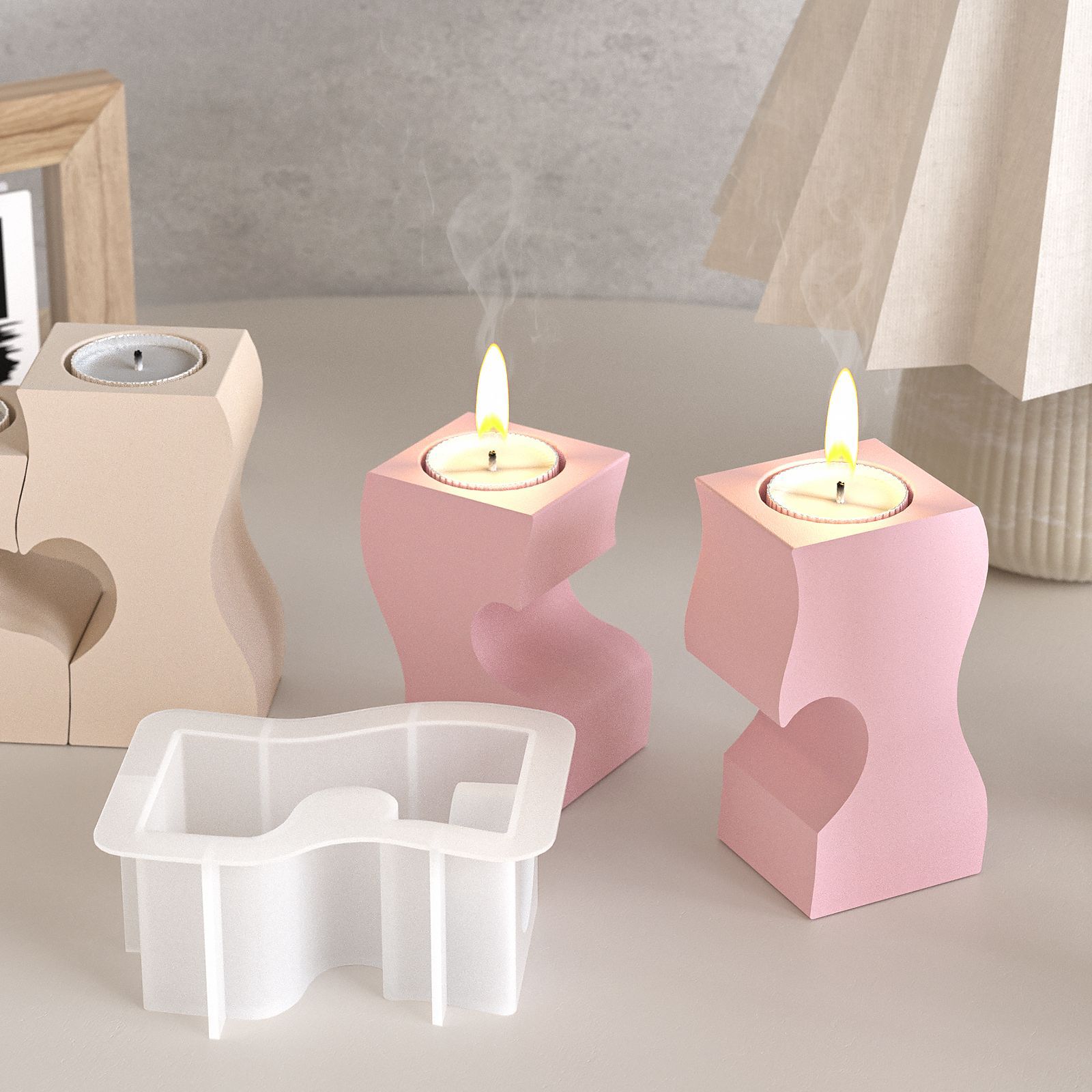 S Heart Candlestick Silicone M - Candle Making Design ulasan dan harga