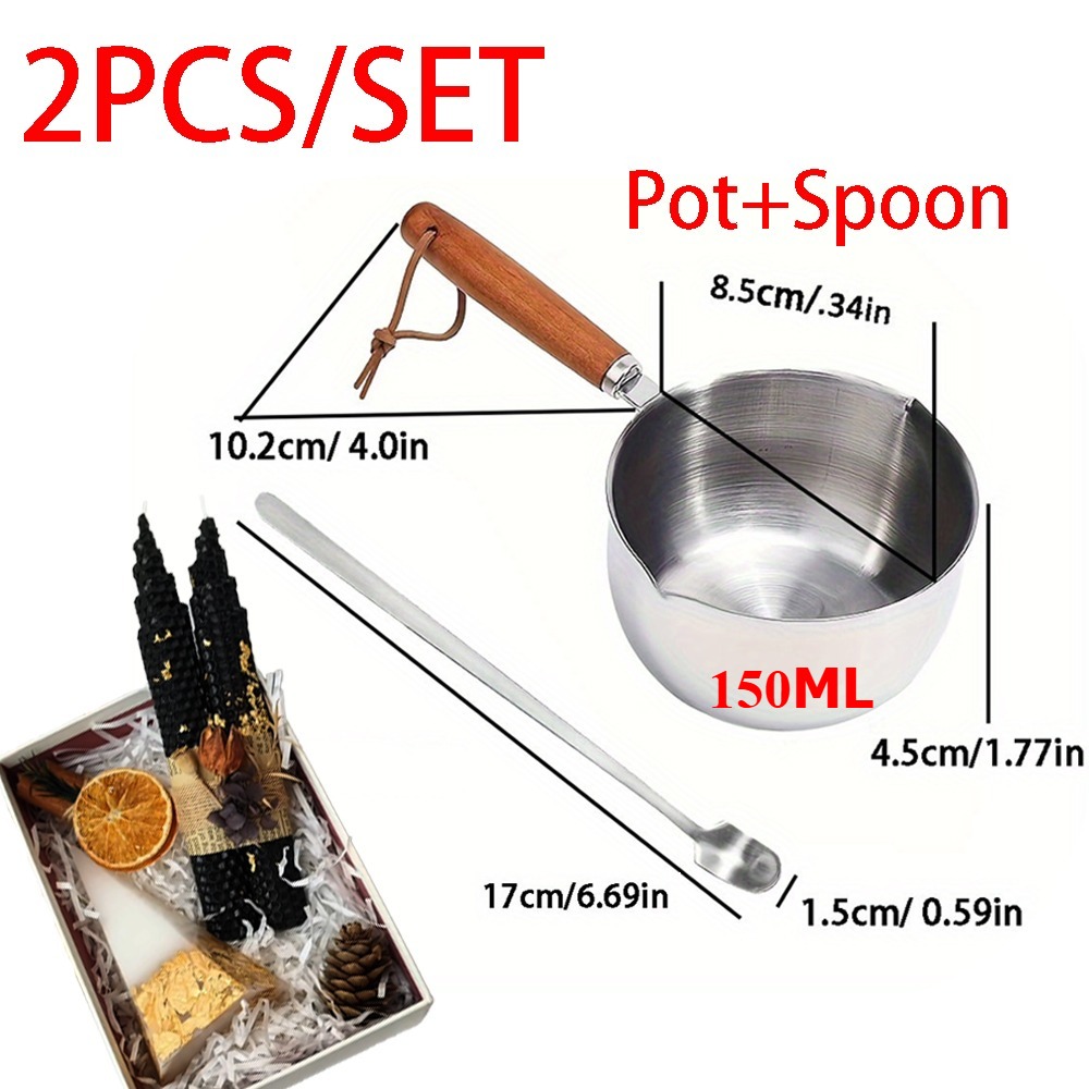 2PCS/SET Wood Handle Wax Melti - Candle Making Jug ulasan dan harga