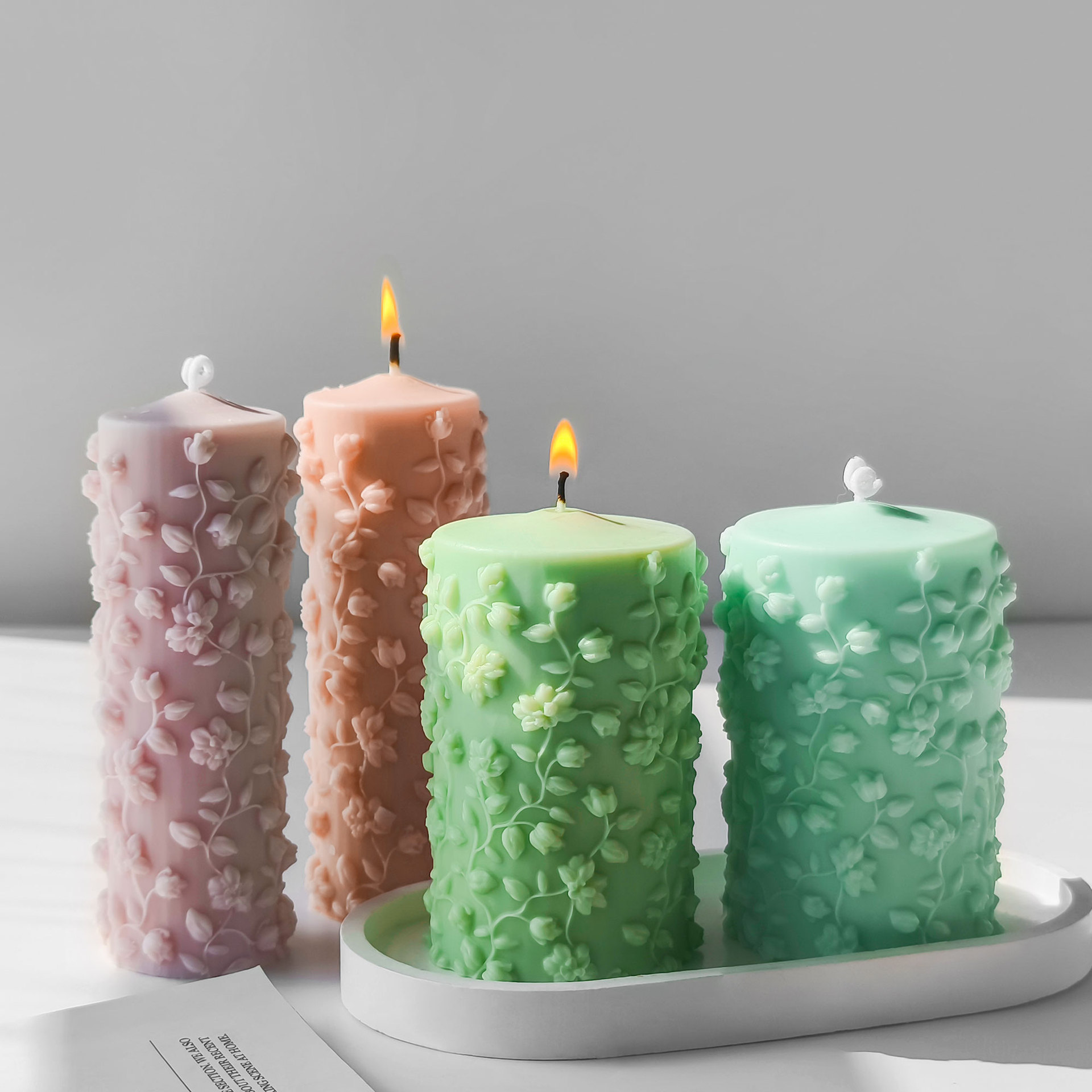 3D Cylinder Embossed Vines Mol - Candle Making Vinings ulasan dan harga